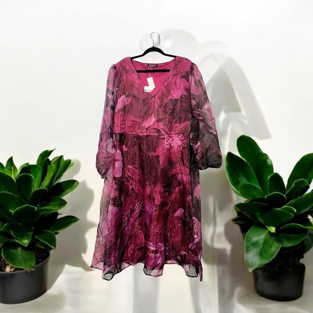 Women's BloomChic Plus Size Overlay Floral Midi Dress